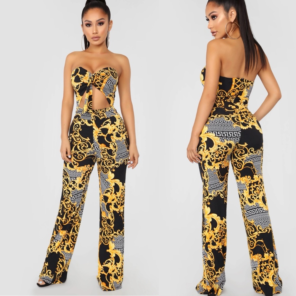 Strapless open front jumpsuit